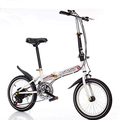 Folding Bike : 20 Inch Folding Bicycle Shifting-Folding Variable Speed Bicycle Men And Women Bicycle Ultra Light Portable Folding Leisure Bicycle-20 Inch Adult Student Car, Yellow (Color : White)