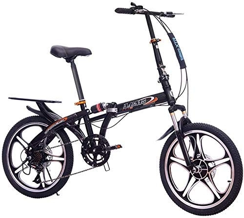 Folding Bike : 20 Inch Folding Bicycle - Shock Absorption Double Disc Brakes Shift One Wheel Male And Female Students Adult Bicycle