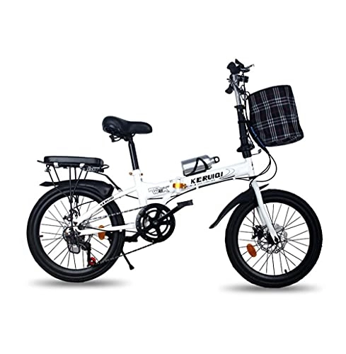 Folding Bike : 20 inch folding bicycle ultra light portable bicycle variable speed disc brake shock absorption youth male and female students adult bike(Color:white, Size:Air transport)