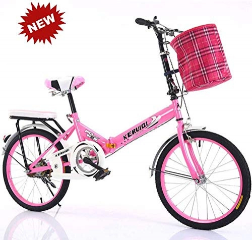 Folding Bike : 20 Inch Folding Bicycle Women'S Light Work Adult Adult Ultra Light Variable Speed Portable Adult Small Student Male Bicycle Folding Carrier Bicycle Bike Bicicletas de carretera, Pink