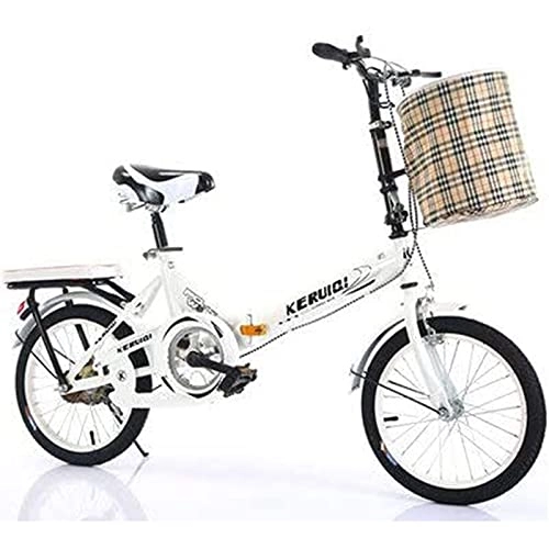 Folding Bike : 20-inch Folding Bicycles, Women's Lightweight Adult Ultra-light Variable Speed Portable Bicycles, Adult Primary School Boys' Bicycles Foldable, Single-speed Bicycles (Color : White)