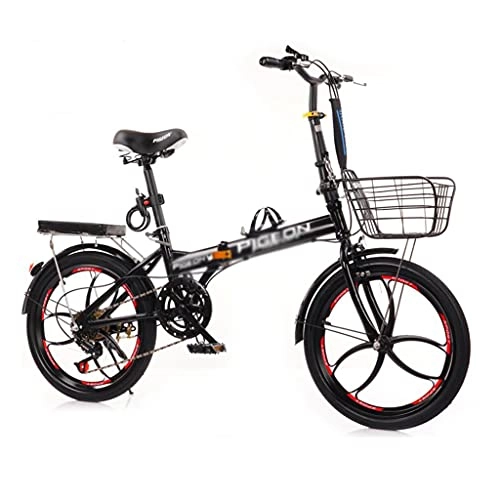 Folding Bike : 20 Inch Folding Bike For Adult Men Women Teens, Mini Lightweight Foldable Compact Bicycle For Student Office Worker, High Tensile Aluminum Frame(Color:black)
