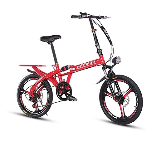 Folding Bike : 20 inch Folding Bike for Adults, 6 Speed Shimano Gears, Foldable Compact Bicycle with Dual Disc Brake, A, 20inch