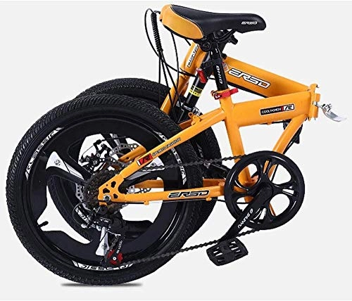 Folding Bike : 20 Inch Folding Bike High Carbon Steel Material Portable Bicycle for Men and Women Student Speed ​​Bike-A