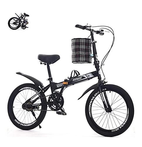 Folding Bike : 20-inch folding bike ladies bicycles ultra-light and portable, mobility bicycles for students and adults, can be put in the trunk, comfortable road bicycles(Color:black, Size:20inch)