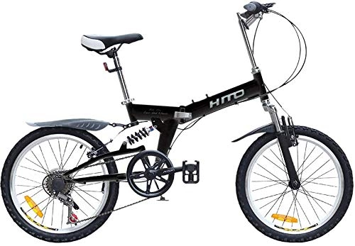 Folding Bike : 20 Inch Folding Bikes, Mini Portable Student Folding Bike for Men Women Lightweight Folding Speed Bicycle, Damping Bicycle, Shockabsorption, 20 inch-Black 20 inch