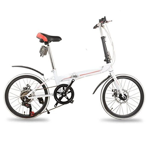 Folding Bike : 20-inch Folding Car Disc Brake Folding Bike Luxury Folding Bike Mini Student Bicycle Gift Car Riding Equipment, White-26in