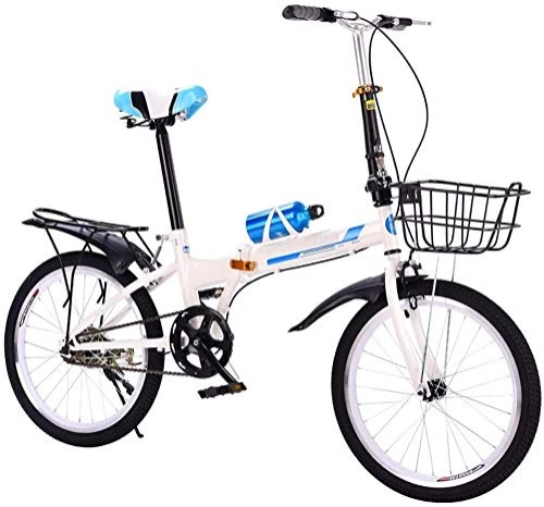 Folding Bike : 20 Inch Folding City Bike Bicycle, Mountain Road Bike Lightweight Fold Up Foldable Hybrid Bikes Commuter Full Suspension Specialized for Men Women Adult Ladies, H024ZJ (Color : Blue, Size : 20in)