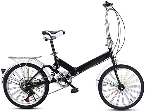 Folding Bike : 20 Inch Folding City Bike Bicycle, Mountain Road Bike Lightweight Fold Up Foldable Hybrid Bikes Commuter Full Suspension Specialized for Men Women Adult Ladies, H027ZJ (Color : Black, Size : 20in)