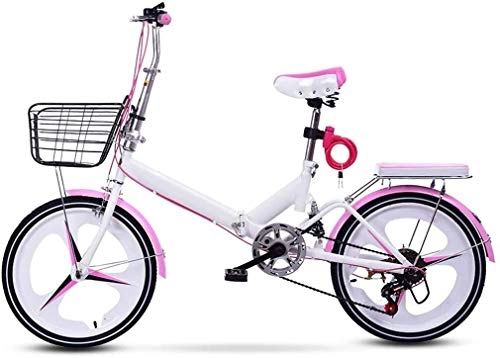 Folding Bike : 20 Inch Folding City Bike Bicycle, Mountain Road Bike Lightweight Fold Up Foldable Hybrid Bikes Commuter Full Suspension Specialized for Men Women Adult Ladies, H071ZJ (Color : A)