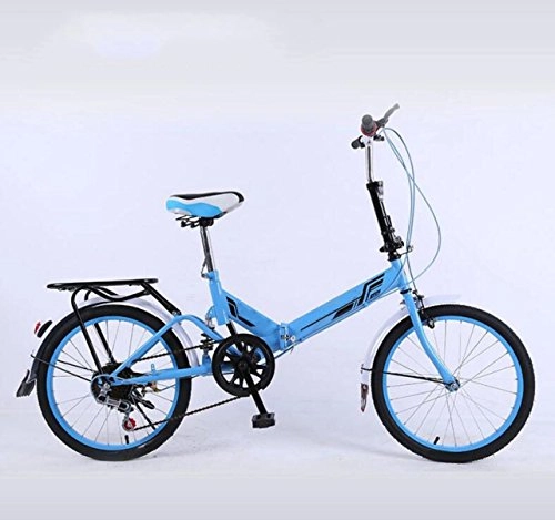 Folding Bike : 20-inch Folding Speed-changing Bicycle Road Bike Adults Adults And Students Leisure Bicycles Bicycles, Blue-20in