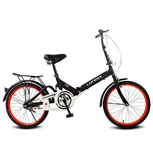 Folding Bike : 20 Inch Lightweight Folding Bike Shock Dual Disc Brakes Student Bicycle City Bicycle for Men and Women Weight Capacity 150kg(Color:black)