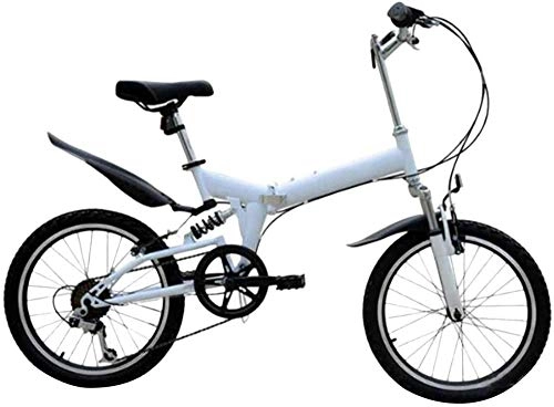 Folding Bike : 20 Inch Lightweight Mini Folding Bike Small Portable Outdoor Travel Bicycle Adult Student-White