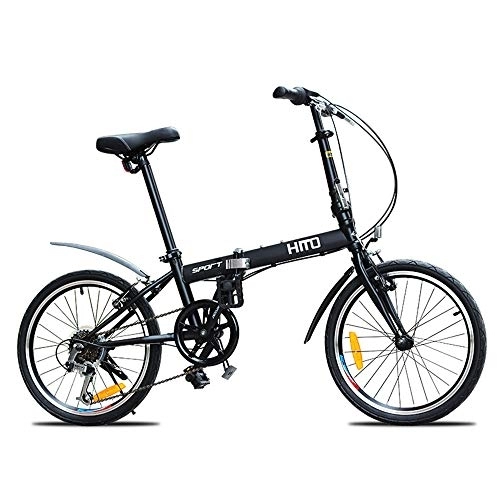 Folding Bike : 20 Inches Foldable Bicycle Ultra-light And Portable Men And Women Variable Speed Bicycle 6-speed Positioning Flywheel Lady Student Bicycle White Black Yellow