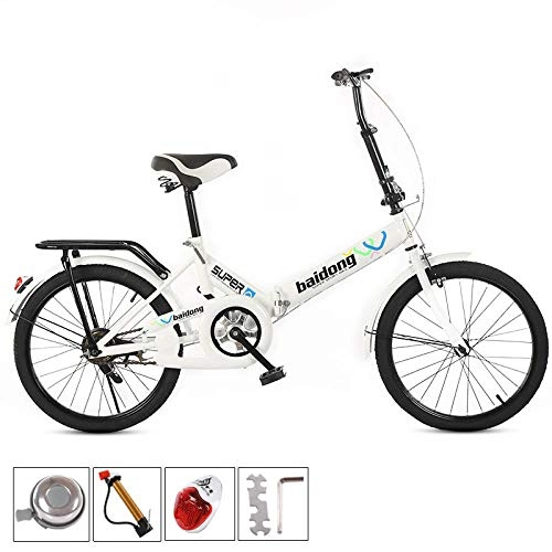 Folding Bike : 20" Lightweight Alloy Folding City Bicycle Bike, Folding Bike Shock-Absorbing Anti-Tire Bike, Male And Female Adult Lady Bike, Contains 4 accessorie