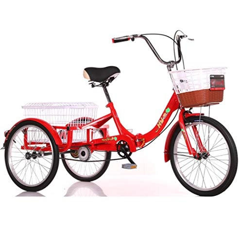 Folding Bike : 20'' tricycle adult 3 wheel bike folding tricycle with vegetable basket + front basket elderly tricycle pedal 3 rounds bicycle scooter human tricycle gifts for parents