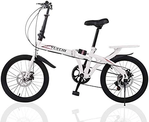 Folding Bike : 20in 7 Speed City Folding Suspension Bike Bicycle Urban Commuters Front and Rear Shock Absorption Dual Disc Brake Speed Bikes