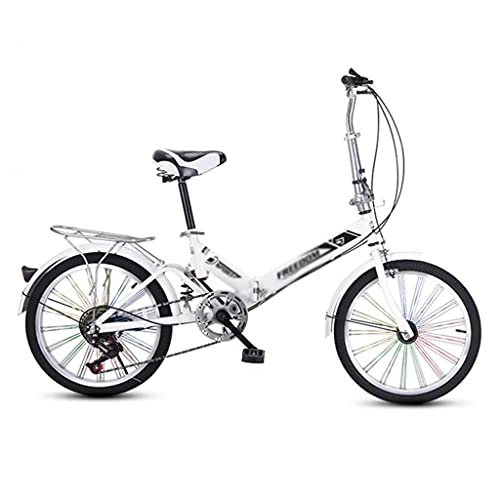 Folding Bike : 20in ​​City Folding Mini Compact Bike Bicycle For Adults, Women, Men Urban Commuters(Color:white)