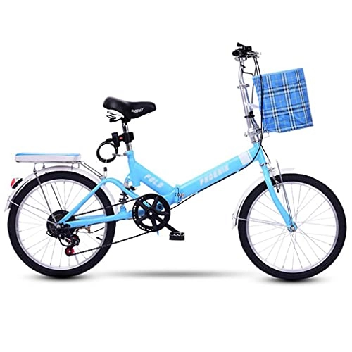 Folding Bike : 20in Folding Bike - 7 Speed Foldable Bike With Back Seat, Mini Compact Road Bike For Leisure City, Urban Commuters City Road Bike For Men Women(Color:blue)