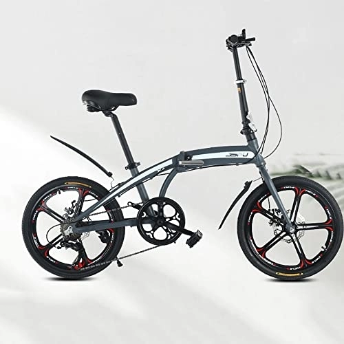 Folding Bike : 20in Folding Bike for Adult Men and Women Teens, Front and rear double shock absorption 7variable speed Double disc brake Handle seat height adjustable, for Men Women（2 color）
