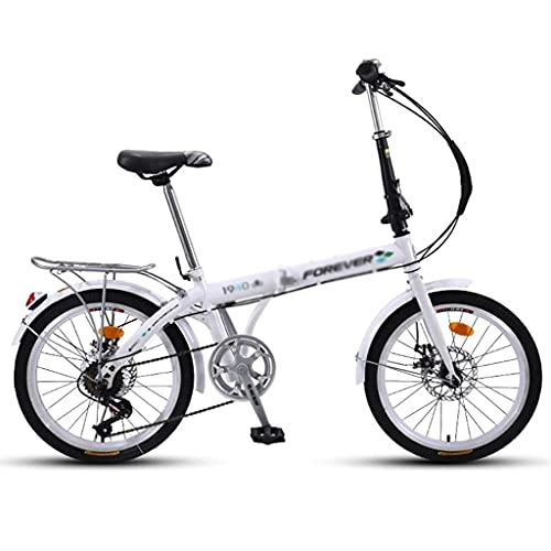 Folding Bike : 20in Folding Bikes for Adults and Teens, 7 Speed City Folding Compact Bike Bicycle with Comfort Saddle Urban Commuter Gift for Women and Men(Color:White)
