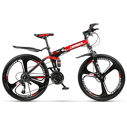 Folding Bike : 21 / 24 / 27 / 30 Speed Folding Mountain Bike, 24 / 26 Inch Double Shock Folding Outroad Bicycles with Double Disc Brake for Adults Women Men City Urban Folding MTB Bicycle B, 24 inch 30 speed