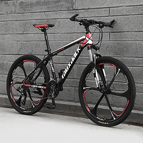 Folding Bike : 21 / 24 / 27 Speed Mountain Bikes, 26'' MTB Bikes, 6-Spoke 26 Inch Wheels, Folding Anti-Slip Bicycle, Front and Rear Brakes, Multiple ColorsTop Configuration Black-Red-21 speed