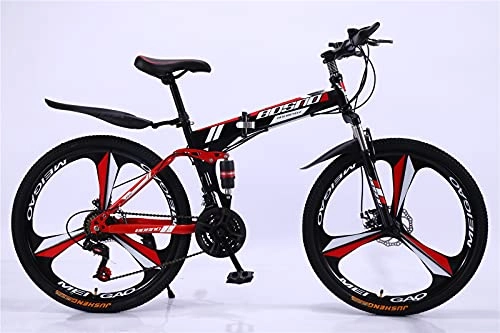 Folding Bike : 21-Speed Folding Bicycle 26 / 24 / 20 Inch Variable Speed Mountain Bike Folding Bicycle Dual Shock Absorption System Outdoor Sports, Red, 24 * 15 inches