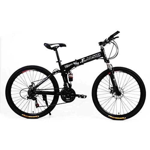 Folding Bike : 21 Speed Folding Bicycle Men Or Women Mountain Bike 24 Inch Dual Disc Brake Bike, Black, 21speeds