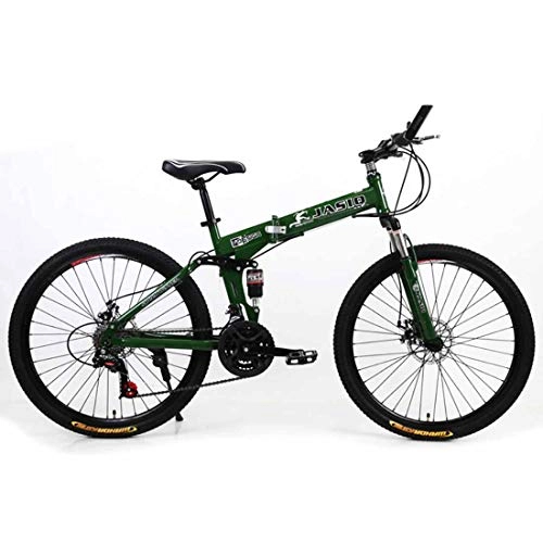 Folding Bike : 21 Speed Folding Bicycle Men Or Women Mountain Bike 26 Inch Dual Disc Brake Bike, Green, 27speeds