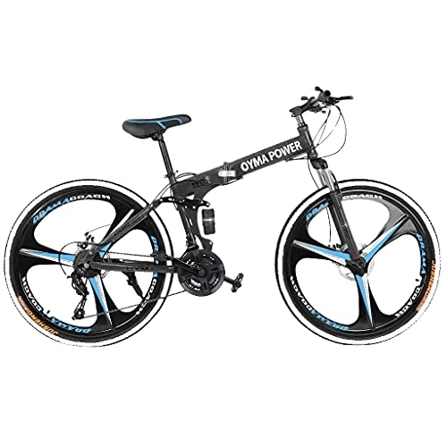 Folding Bike : 21 Speed Folding Mountain Bicycles for Women & Men, 27.5 Inch Mountain Bike for Adults and Teens, Suspension Fork City Bikes with Dual Disc Brakes（The best Christmas 22 Inch Bike (Black, One Size)