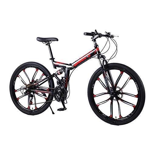 Folding Bike : 21 Speed Folding Mountain Bike, for 24 Inch Bicycle Double Disc Brakes Cycling, for Urban Environment and Commuting To and From Get Off Work