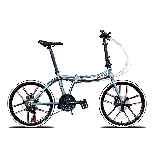 Folding Bike : 22 Inch Bike Bicycle Disc Brake Aluminum Alloy Bicycle Mountain Bike Folding Bike (titanium gray)