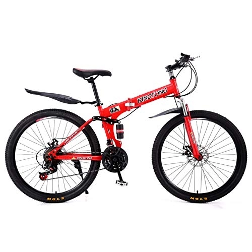 Folding Bike : 24 / 26 Inch Adult Folding Mountain Bicycle, Double Shock MTB Folding Outroad Bicycles 24 / 27 Speed Double Disc Brake Student Folding Bike for Adults Women Men ​​City Folding Bike C, 24 inch 24 speed