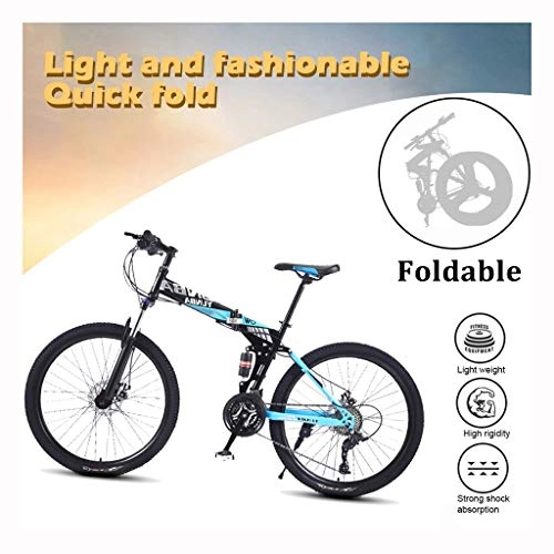 Folding Bike : 24 / 26 Inch Adult Mountain Bike, 21 / 24 / 27-speed Bicycle Aluminum Alloy Big Wheels Mountain Brake, Outdoor Trail Bike Folding Outroad Bicycles Lightweight Aluminum Frame ( Color : Blue , Size : 26in )