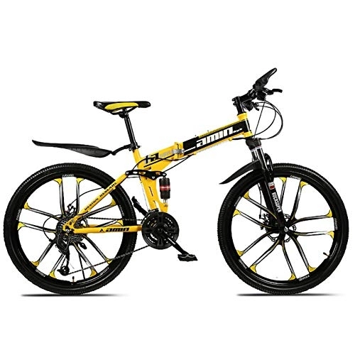 Folding Bike : 24 / 26 Inch Folding Mountain Bike, 21 / 24 / 27 / 30 Speed Double Shock MTB Folding Outroad Bicycles Double Disc Brake / Shock Absorber Fork for Adults Women Men Outdoor Bicycle A, 24 inch 24 speed