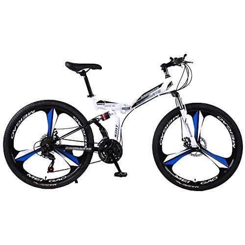 Folding Bike : 24 * 26 Inch Folding Mountain Bike, 21 * 24 * 27 Speed Adult Men and Women Teens MTB Foldable Bicycle 51-8# Siamese finger dial for Student Office Worker with Mechanical disc brake C, 26in24Speed