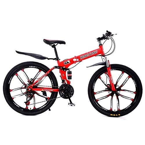 Folding Bike : 24 / 26 Inch Folding Mountain Bike, 24 / 27 Speed Speed Double Disc Brake MTB Folding Bicycle Adult Men Women Folding Outroad Bicycles Load Capacity: 150Kg A, 24 inch 24 speed