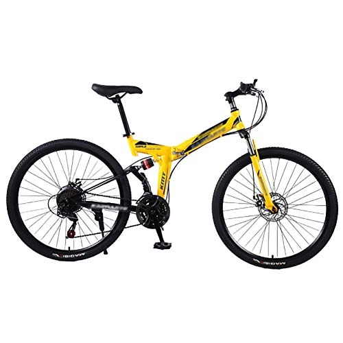 Folding Bike : 24 / 26 Inch Folding MTB Bike, 21 * 24 * 27 Speed Mountain Foldable Outroad Bicycles 51-8# Siamese finger dial High carbon steel frame Adult Mountain Bikes with Mechanical disc brake C, 26in24Speed