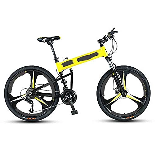 Folding Bike : 24-inch 24-speed Folding Mountain Bike Aluminum Alloy, Adult Full Suspension Mountain Bike, Dual-disc Off-road Mountain Bike (Color : Green, Size : 26)