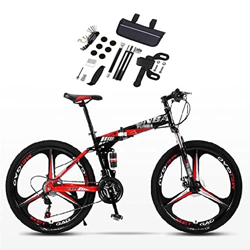 Folding Bike : 24 Inch Folding Bicycle, Portable Shock Absorbing Carbon Steel Bicycle 3 Knife Wheels Variable Speed Adult Bicycle Suitable For Teenagers And Adults Color: A-D (Color : B)