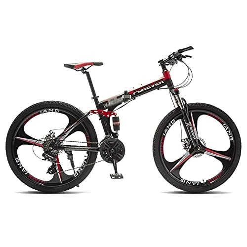 Folding Bike : 24 Inch Folding High Carbon Steel Bicycle 3 Knife Wheels Adult Student Small Portable Bicycle 21 / 24 / 27 / 30 Speed Women Men Travel Outdoor Adjustable Bicycle Color:A-B (Color : A, Speed : 30speed)