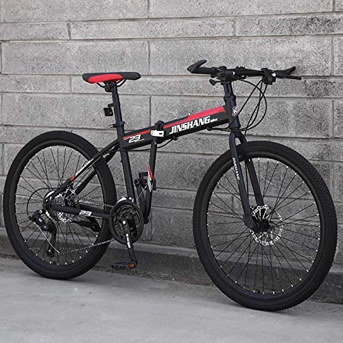 Folding Bike : 24 inch folding mountain bike adult variable speed off-road road male and female student bike-safflower_21 speed_24 inches