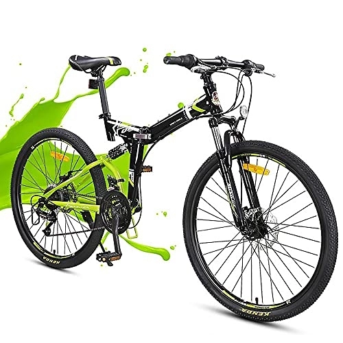 Folding Bike : 24 Inch Mountain Bike, Folding Bikes with Disc Brake Shimanos 24 Speed Bicycle Full Suspension MTB Bikes for Men or Women Foldable Frame, Adult Mountain Trail Bike