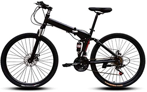 Folding Bike : 24 inch Mountain Bikes Easy to Carry Folding High Carbon Steel Frame Variable Speed Double Shock Absorption Foldable Bicycle 6-6 21 Speed fengong Tita