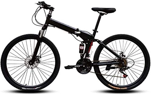 Folding Bike : 24 inch Mountain Bikes, Easy to Carry Folding High Carbon Steel Frame Variable Speed Double Shock Absorption Foldable Bicycle 6-6, 27 Speed fengong