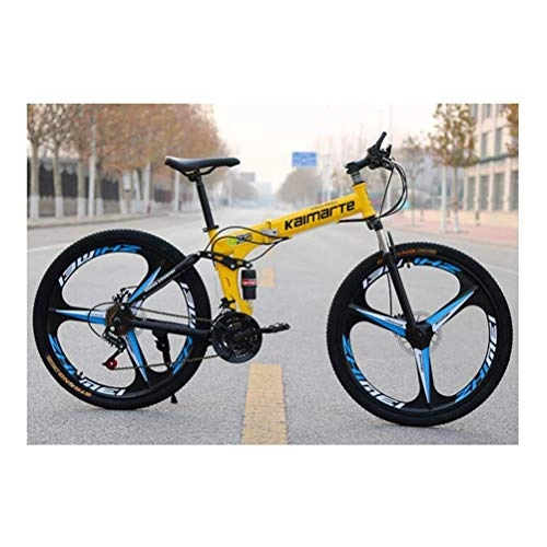 Folding Bike : 24 Inch Overall Wheel 27 Speed Unisex Dual Suspension Folding Road Mountain Bikes Yellow