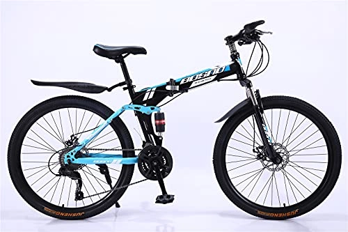 Folding Bike : 24-Speed Folding Bicycle 26 / 24 / 20 Inch Variable Speed Mountain Bike Folding Bicycle Dual Shock Absorption System Outdoor Sports, Black, 20 * 12 inches