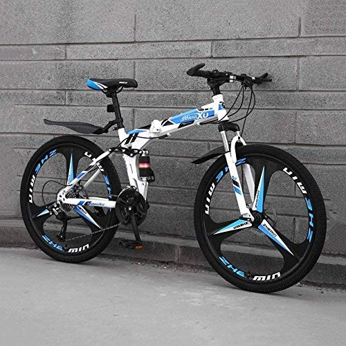 Folding Bike : 24-speed folding mountain bike road ATV 24 inch male and female students variable speed double shock absorber adult double disc city track friend gift