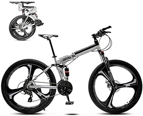 Folding Bike : 24Inch MTB Bicycle Unisex Folding Commuter Bike Foldable Mountain Bike Off-Road Variable Speed Bikes for Men And Women Double Disc Brake-A_27 speed